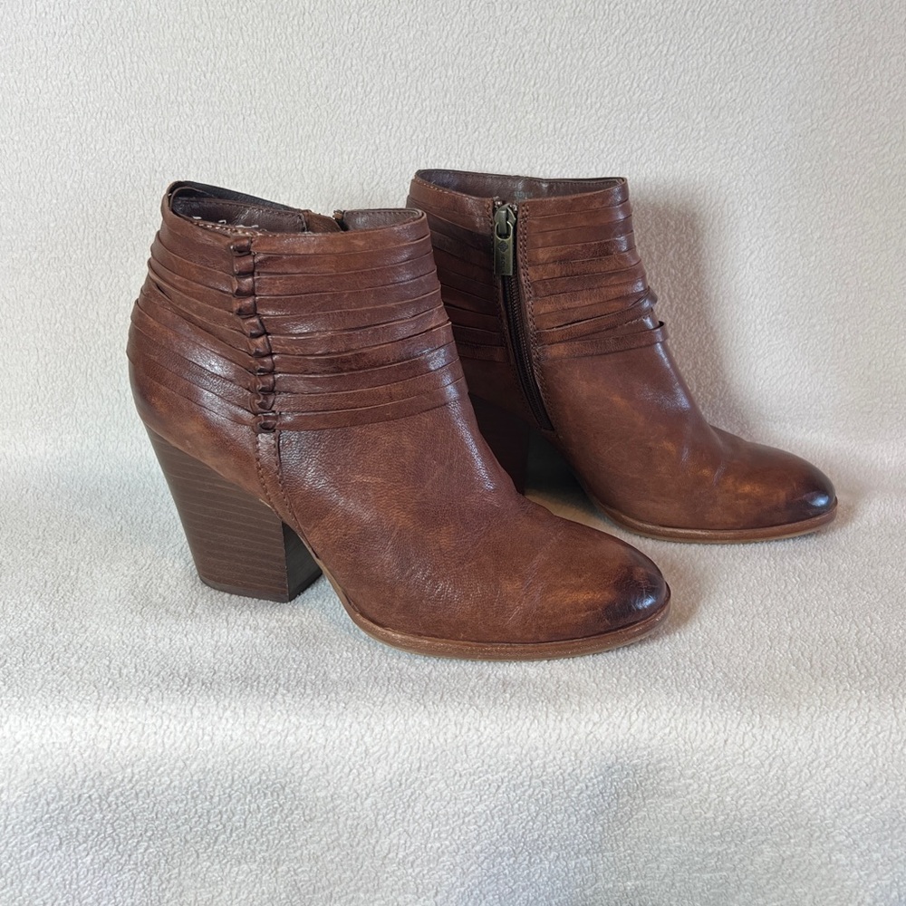 ISOLA Lander Ankle Boots Strappy Knotted Heeled Brown Women's Size 9
